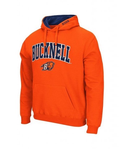 Men's Orange Bucknell Bison Arch and Logo Pullover Hoodie $32.44 Sweatshirt