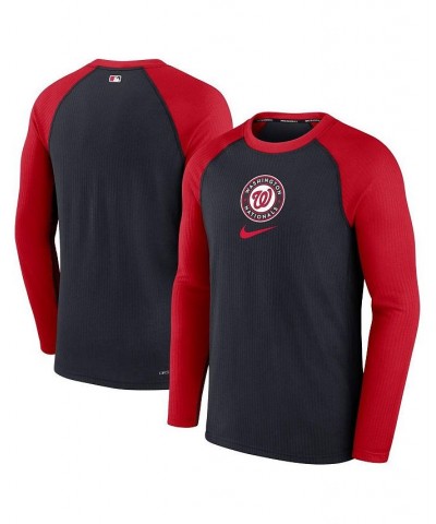 Men's Navy Washington Nationals Authentic Collection Game Raglan Performance Long Sleeve T-shirt $28.60 T-Shirts