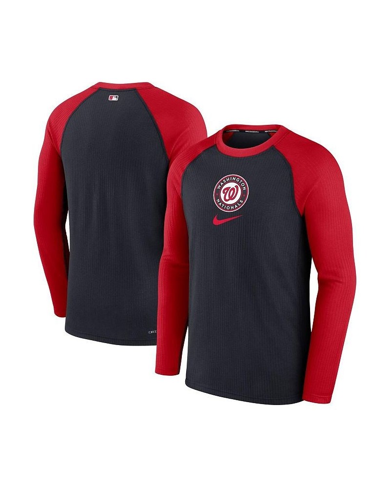 Men's Navy Washington Nationals Authentic Collection Game Raglan Performance Long Sleeve T-shirt $28.60 T-Shirts