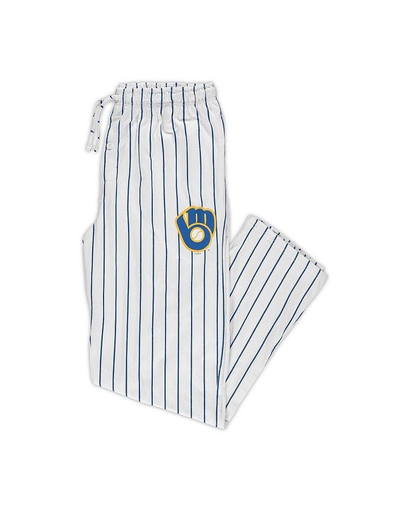 Men's White, Royal Milwaukee Brewers Big and Tall Pinstripe Sleep Pants $26.40 Pajama