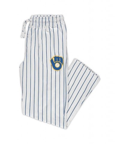 Men's White, Royal Milwaukee Brewers Big and Tall Pinstripe Sleep Pants $26.40 Pajama