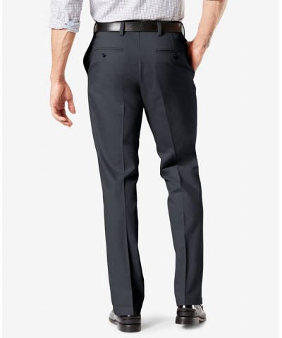 Men's Signature Lux Cotton Straight Fit Creased Stretch Khaki Pants Gray $30.00 Pants