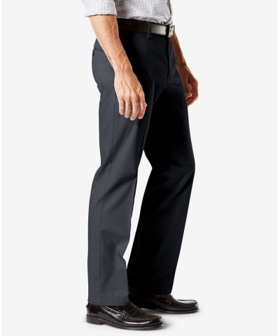 Men's Signature Lux Cotton Straight Fit Creased Stretch Khaki Pants Gray $30.00 Pants