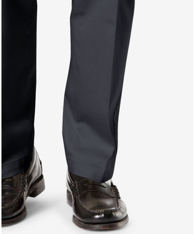 Men's Signature Lux Cotton Straight Fit Creased Stretch Khaki Pants Gray $30.00 Pants