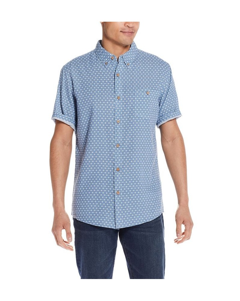 Men's Linen Cotton Short Sleeve Button Down Shirt PD04 $28.70 Shirts