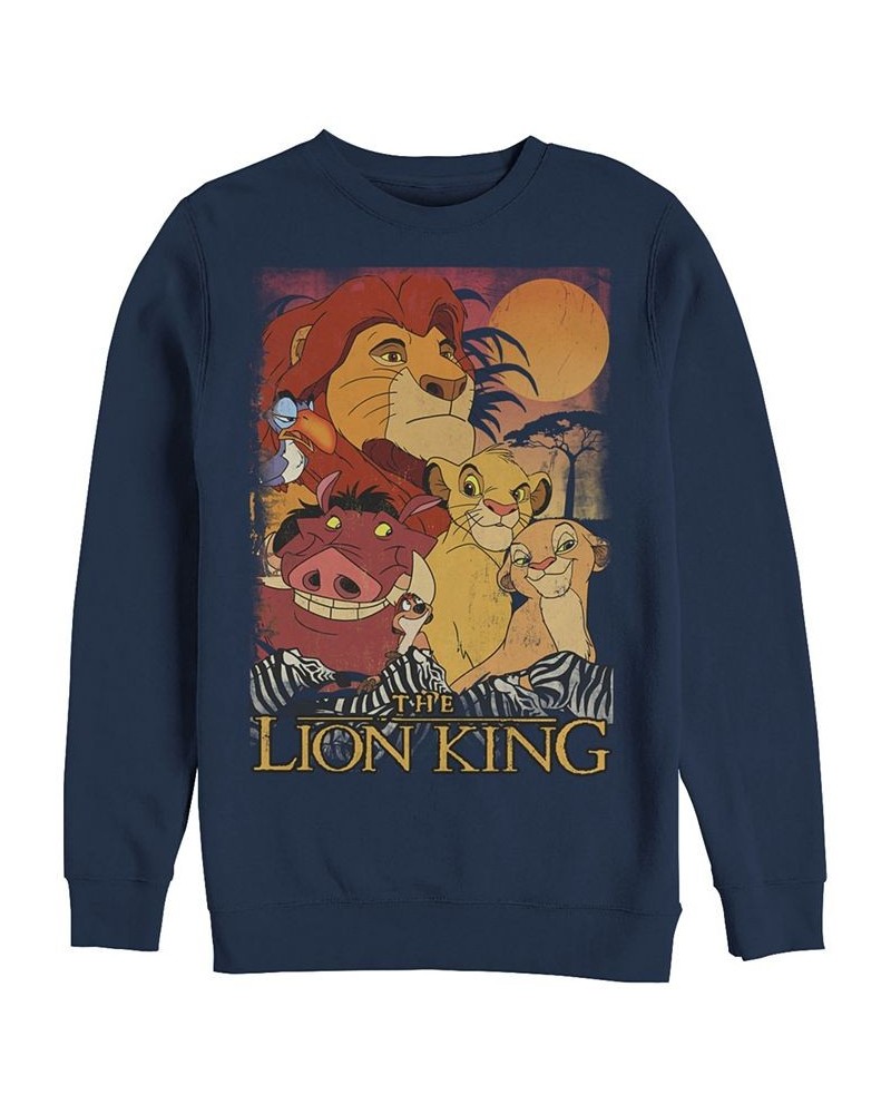 Disney Men's Lion King Happy Group Shot Sunset, Crewneck Fleece Blue $25.30 Sweatshirt