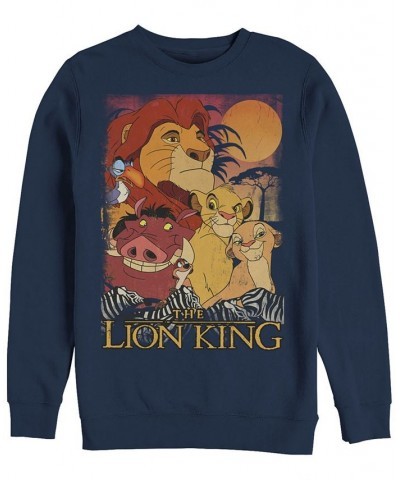 Disney Men's Lion King Happy Group Shot Sunset, Crewneck Fleece Blue $25.30 Sweatshirt