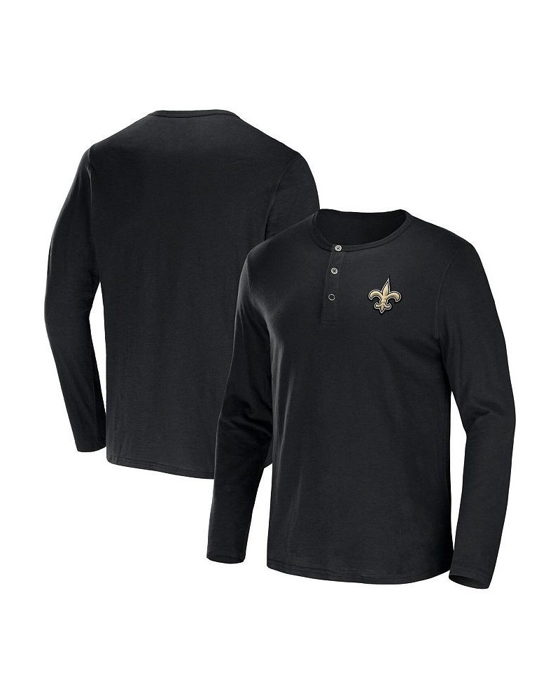 Men's NFL x Darius Rucker Collection by Black New Orleans Saints Slub Jersey Henley Long Sleeve T-shirt $19.68 T-Shirts