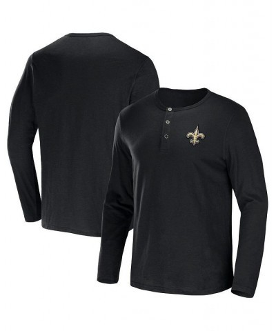 Men's NFL x Darius Rucker Collection by Black New Orleans Saints Slub Jersey Henley Long Sleeve T-shirt $19.68 T-Shirts