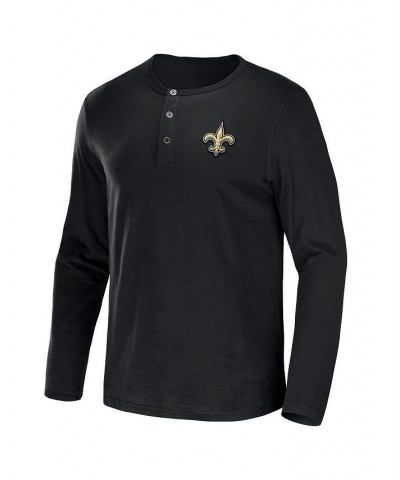 Men's NFL x Darius Rucker Collection by Black New Orleans Saints Slub Jersey Henley Long Sleeve T-shirt $19.68 T-Shirts