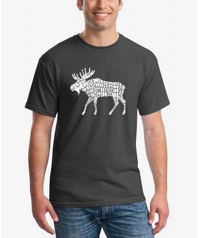 Men's Word Art Moose Short Sleeve T-shirt Gray $16.45 T-Shirts