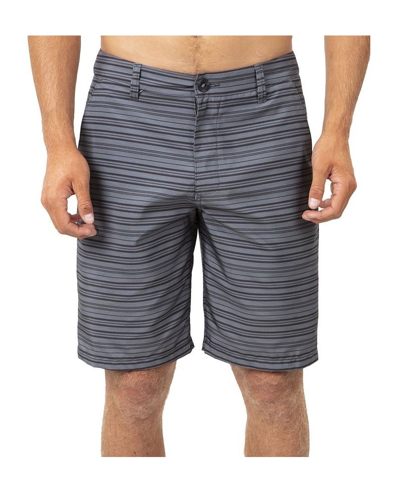 Men's Alchopaulic Stripe Swimsuit Gray $31.87 Swimsuits