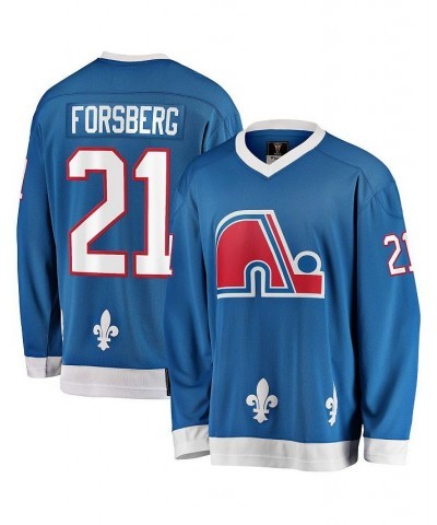 Men's Branded Peter Forsberg Blue Quebec Nordiques Premier Breakaway Retired Player Jersey $79.20 Jersey