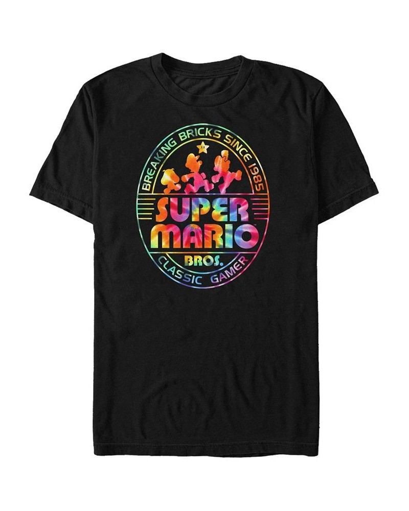 Nintendo Men's Super Mario Rainbow Tie-Dye Breaking Bricks Short Sleeve T-Shirt Black $20.99 T-Shirts