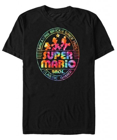 Nintendo Men's Super Mario Rainbow Tie-Dye Breaking Bricks Short Sleeve T-Shirt Black $20.99 T-Shirts