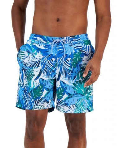 Men's Tropical Leaves Swim Trunks Blue $14.99 Swimsuits