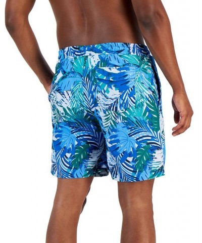 Men's Tropical Leaves Swim Trunks Blue $14.99 Swimsuits