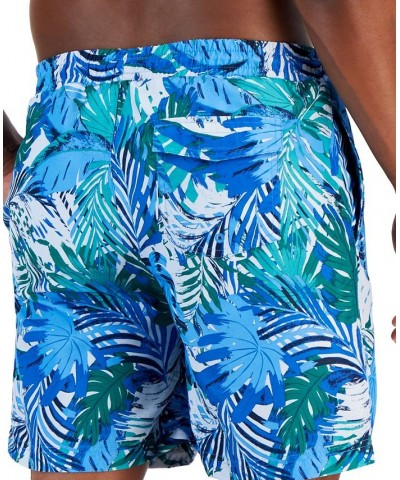 Men's Tropical Leaves Swim Trunks Blue $14.99 Swimsuits