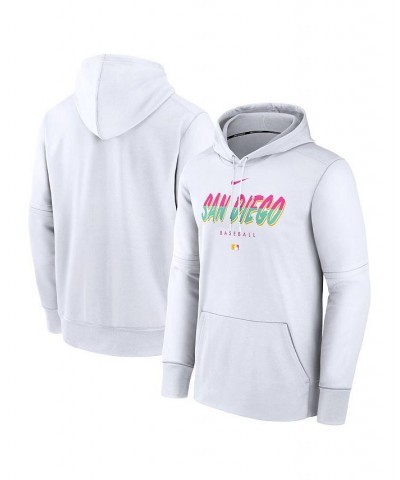 Men's White San Diego Padres City Connect Pregame Performance Pullover Hoodie $52.24 Sweatshirt