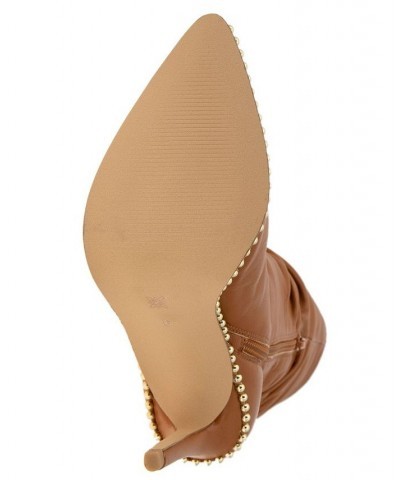 Women's Harbi Pointy Toe Genuine leather Wide Boot Tan/Beige $120.51 Shoes