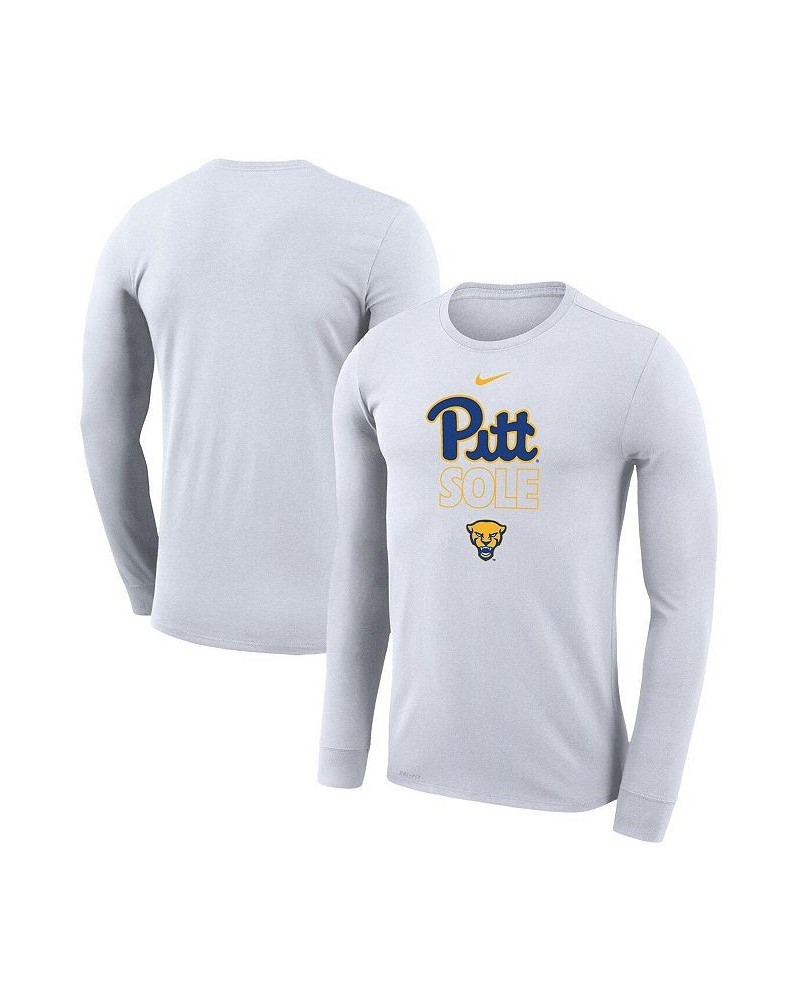 Men's White Pitt Panthers On Court Bench Long Sleeve T-shirt $22.00 T-Shirts