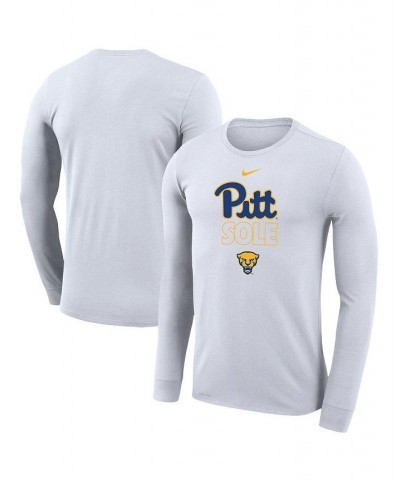 Men's White Pitt Panthers On Court Bench Long Sleeve T-shirt $22.00 T-Shirts