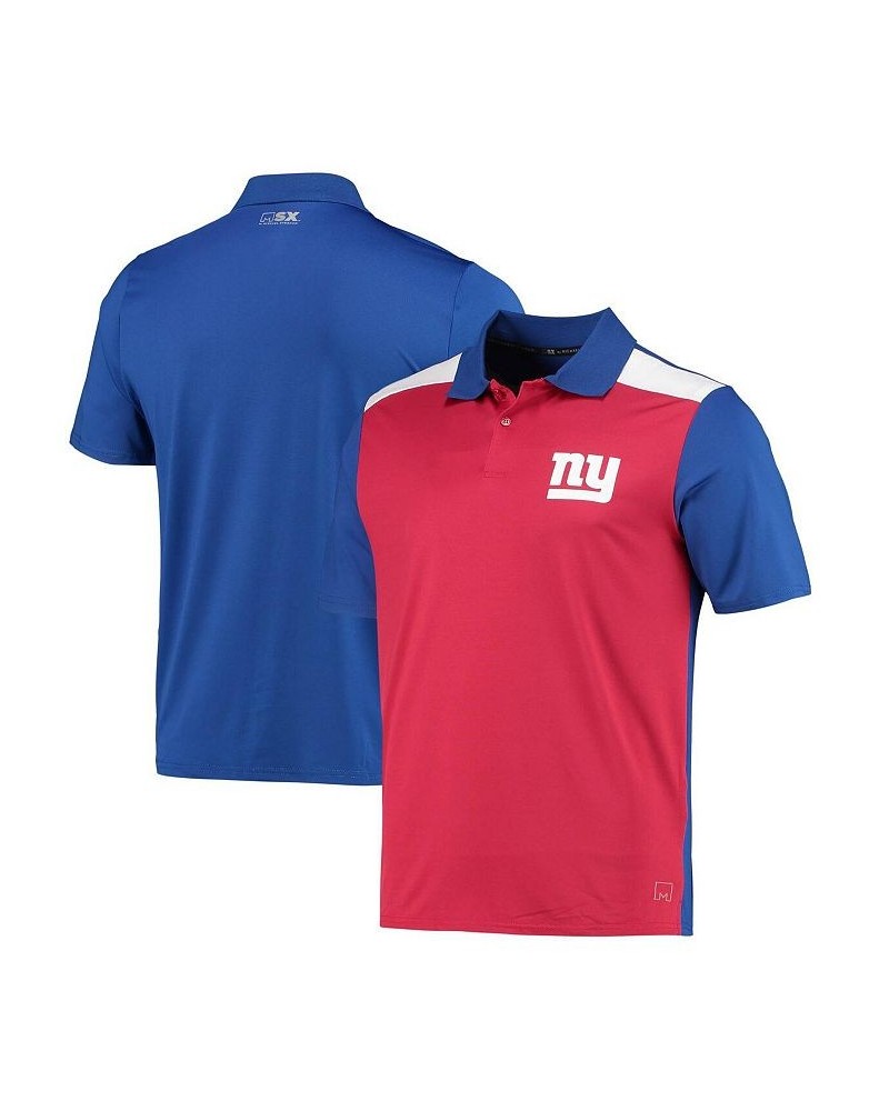 Men's Red, Royal New York Giants Challenge Color Block Performance Polo Shirt $32.50 Polo Shirts