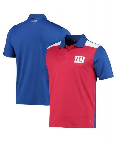 Men's Red, Royal New York Giants Challenge Color Block Performance Polo Shirt $32.50 Polo Shirts