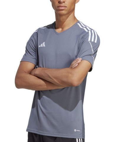 Men's Tiro 23 League Slim-Fit Performance 3-Stripes T-Shirt Gray $19.35 T-Shirts