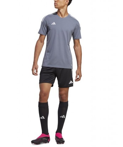 Men's Tiro 23 League Slim-Fit Performance 3-Stripes T-Shirt Gray $19.35 T-Shirts