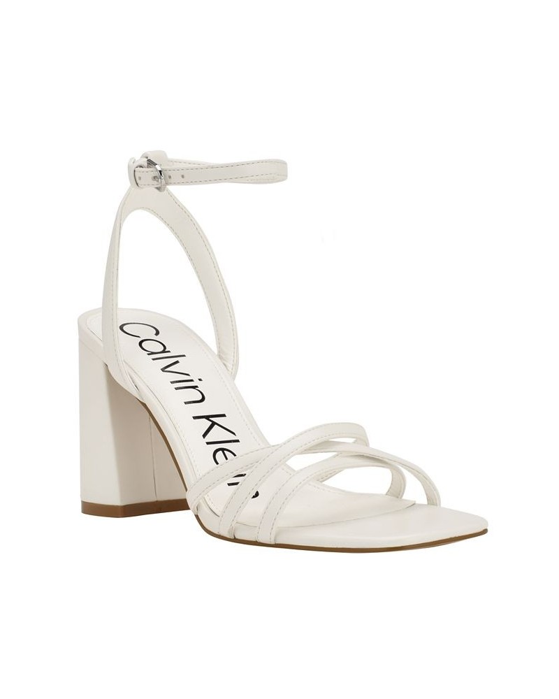 Women's Qalat Square Toe Block Heel Dress Sandals White $37.60 Shoes