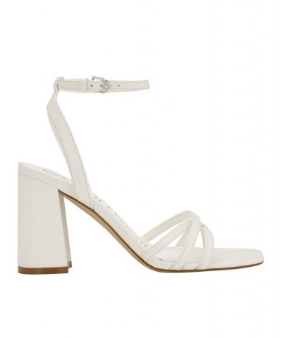 Women's Qalat Square Toe Block Heel Dress Sandals White $37.60 Shoes