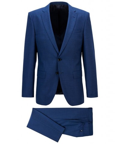 BOSS Men's Micro-Patterned Slim-Fit Suit Blue $150.97 Suits