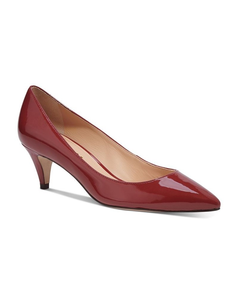 Women's Sloane Kitten Heel Pumps Red $65.25 Shoes