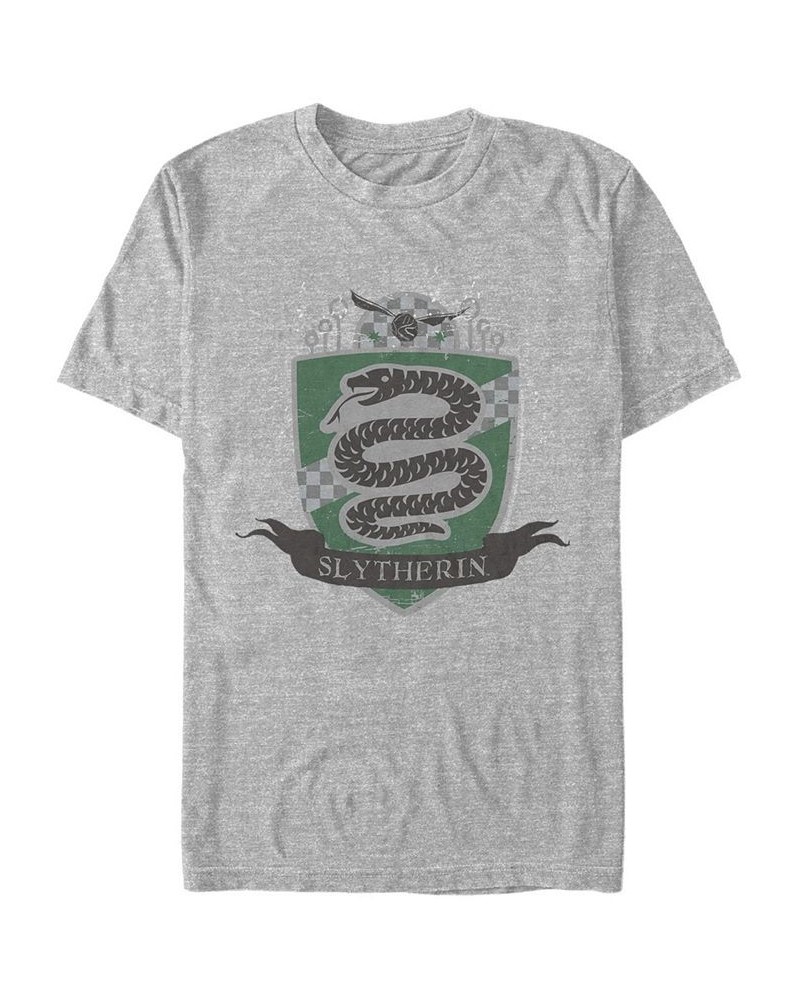 Men's Slytherin Badge Short Sleeve Crew T-shirt Gray $14.00 T-Shirts