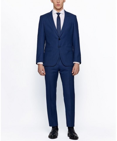 BOSS Men's Micro-Patterned Slim-Fit Suit Blue $150.97 Suits