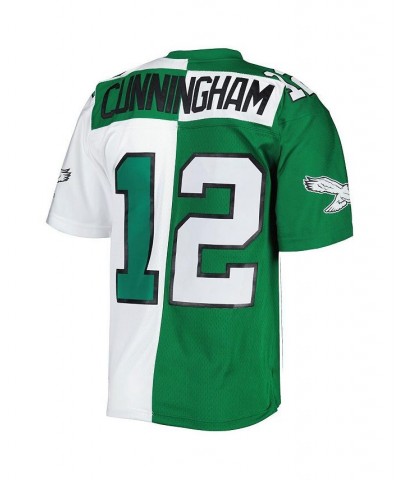 Men's Randall Cunningham Kelly Green and White Philadelphia Eagles 1990 Split Legacy Replica Jersey $59.20 Jersey