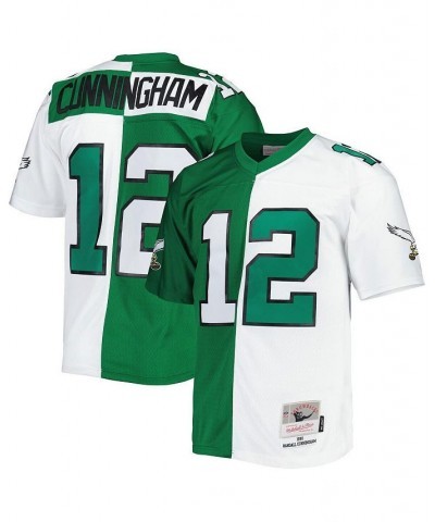 Men's Randall Cunningham Kelly Green and White Philadelphia Eagles 1990 Split Legacy Replica Jersey $59.20 Jersey