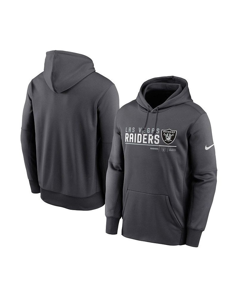 Men's Anthracite Las Vegas Raiders Prime Logo Name Split Pullover Hoodie $30.80 Sweatshirt