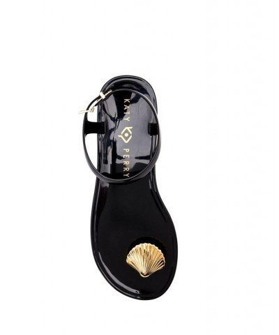 Women's Iconic Geli Toe Post Flat Sandals Sea Shell Black $31.74 Shoes