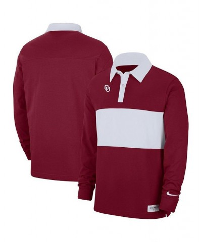 Men's Crimson Oklahoma Sooners Striped Long Sleeve Polo Shirt $35.00 Polo Shirts