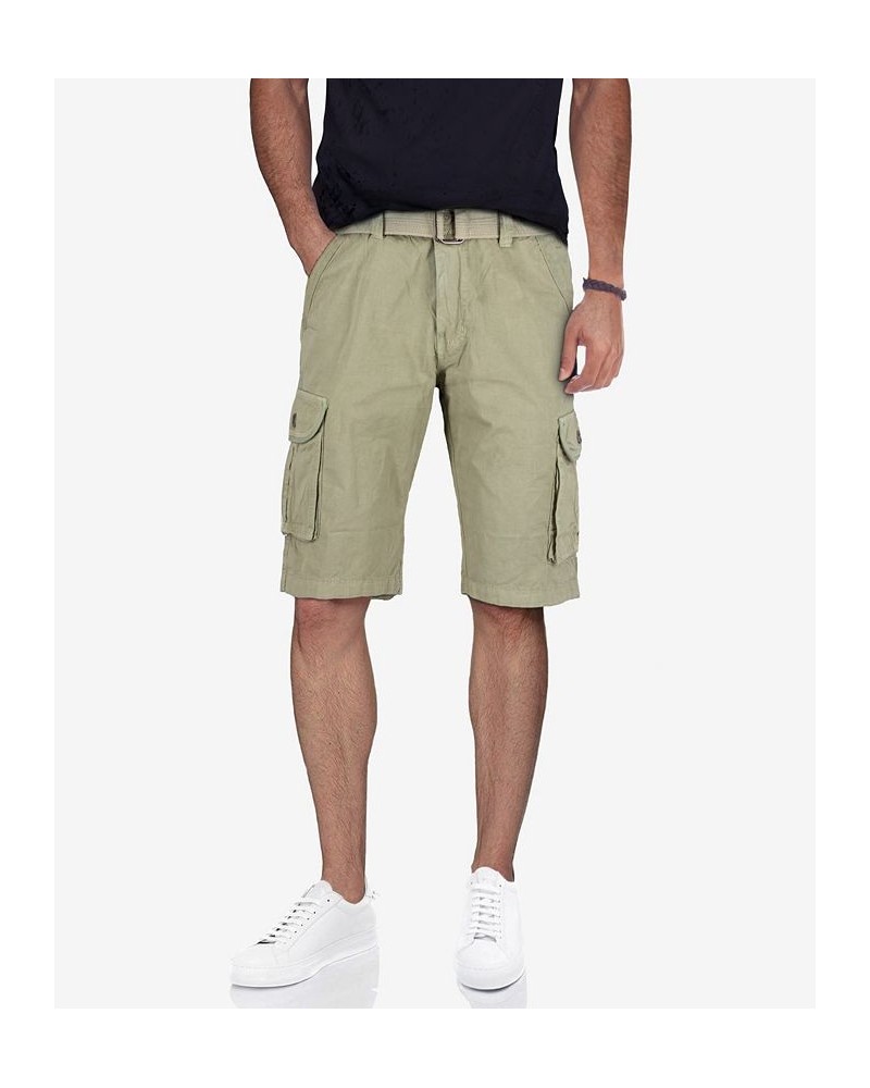 Men's Belted Twill Tape Cargo Shorts Stone $25.58 Shorts