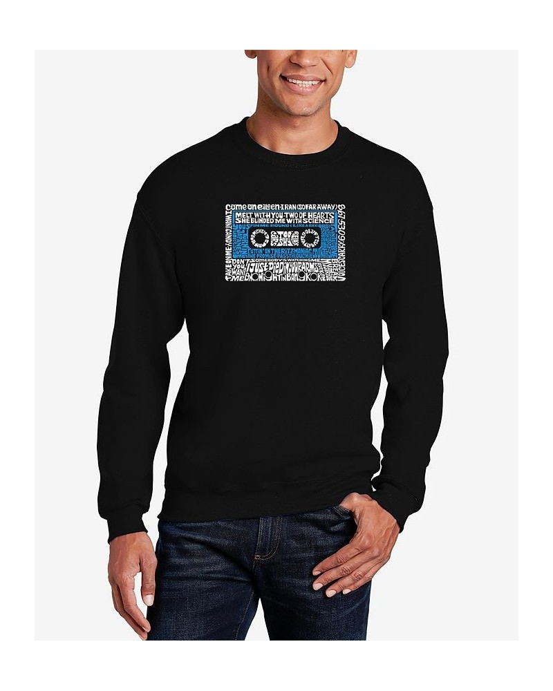 Men's 80's One Hit Wonders Word Art Crew Neck Sweatshirt Black $24.00 Sweatshirt