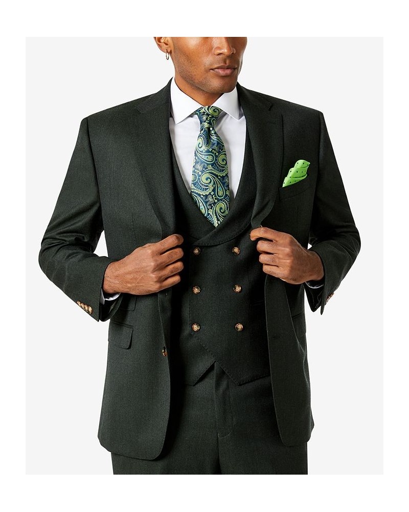 Men's Classic-Fit Wool Suit Jacket Green Flannel $68.40 Suits