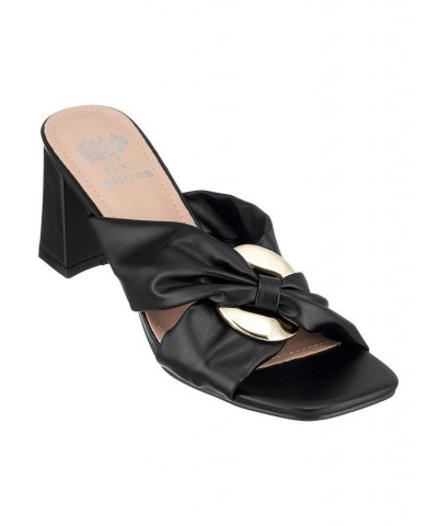 Women's Zane Heeled Slide Sandals Black $42.39 Shoes