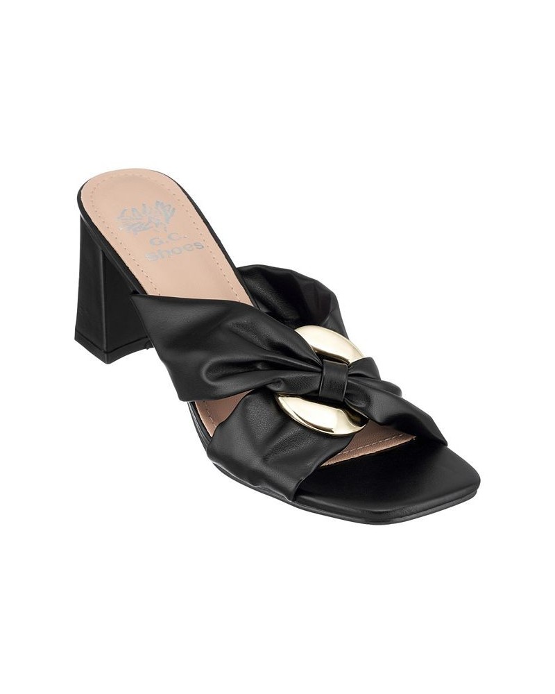 Women's Zane Heeled Slide Sandals Black $42.39 Shoes