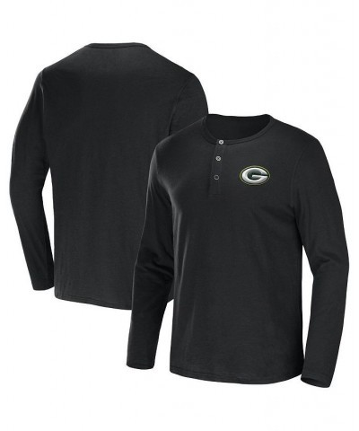 Men's NFL x Darius Rucker Collection by Black Green Bay Packers Slub Jersey Henley Long Sleeve T-shirt $20.64 T-Shirts