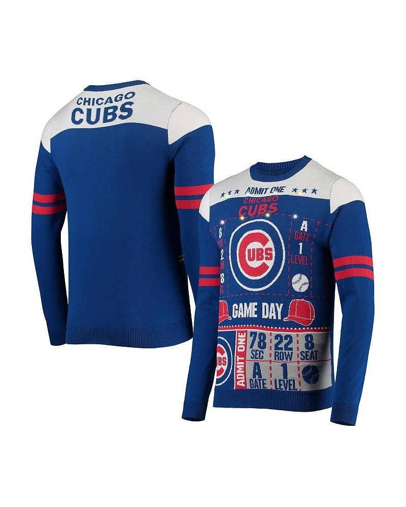 Men's Royal Chicago Cubs Ticket Light-Up Ugly Sweater $50.99 Sweaters