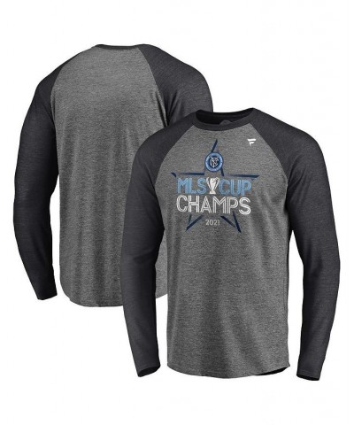 Men's Branded Heathered Gray New York City FC 2021 MLS Cup Champions Locker Room Raglan Long Sleeve T-shirt $22.78 T-Shirts