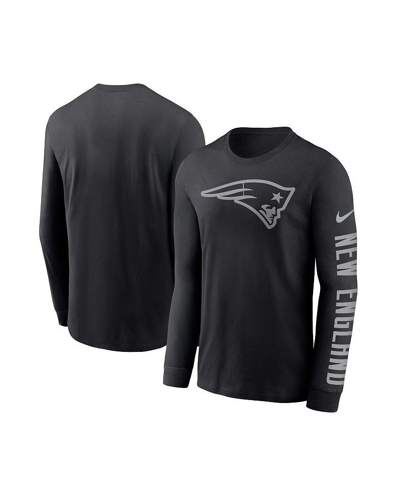 Men's Black New England Patriots RFLCTV Name And Logo T-shirt $25.80 T-Shirts